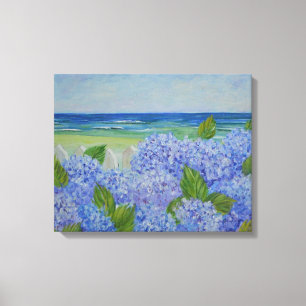 Hydrangeas am Meer: überfüllte Canvas Leinwanddruck