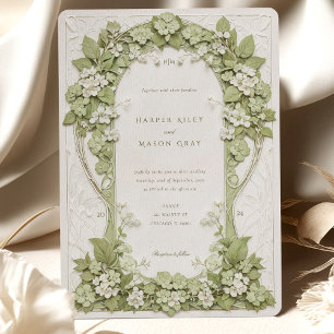Hydrangeas Art Nouveau Hochzeit Einladung