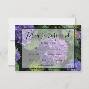 Hydrangeas blauer lila Blumengarten RSVP Karte