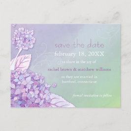 Hydrangeas Bloral Wedding retten das Datum Ankündigungspostkarte