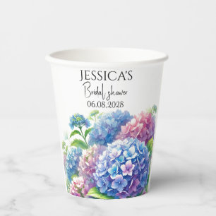 Hydrangeas Blue Flowers Brautparty Party Pappbecher