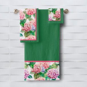 Hydrangeas-Blumenmuster Badhandtuch Set