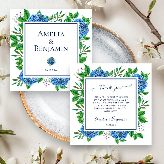 Hydrangeas danke Ihnen ein Geschenk für den Hochze (Front / Back)