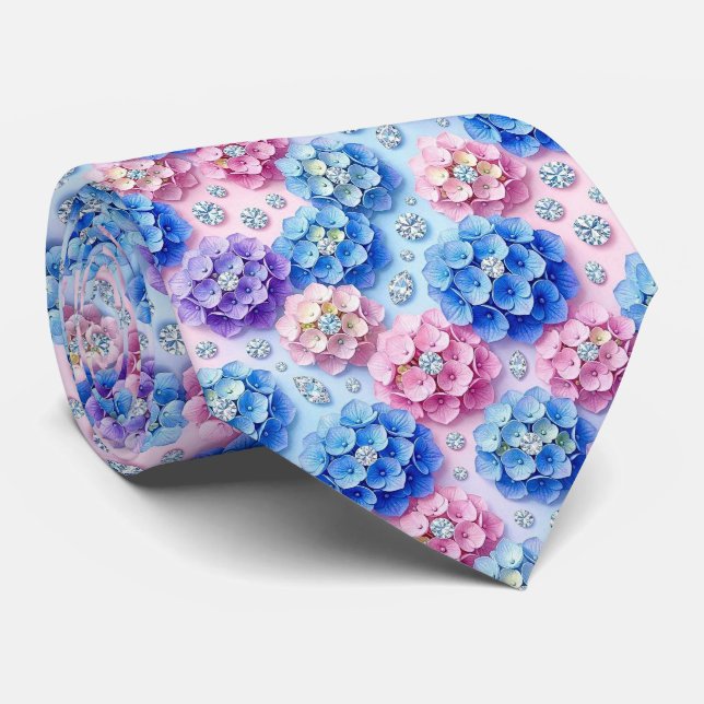 Hydrangeas & Diamonds | Hochzeits- und Eventhalske Krawatte (Gerollt)
