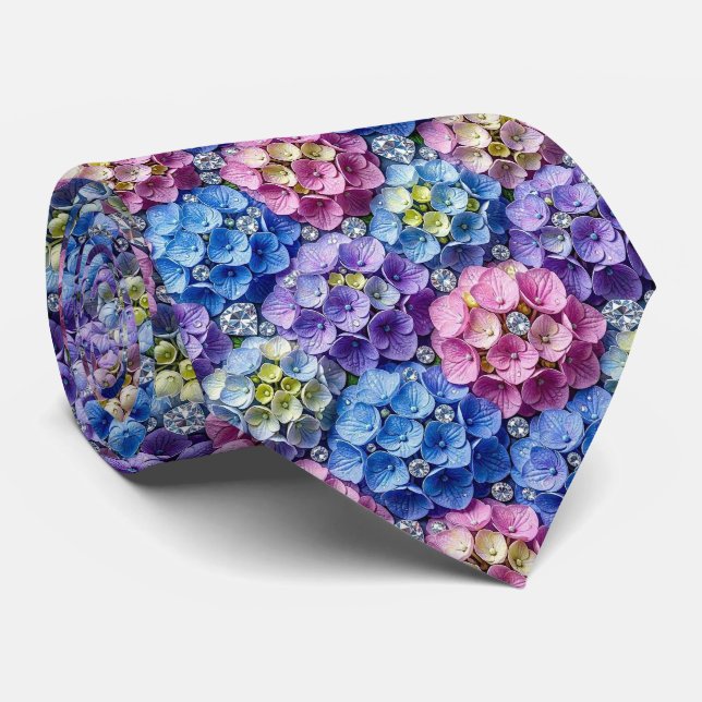 Hydrangeas & Diamonds | Hochzeits- und Eventhalske Krawatte (Gerollt)
