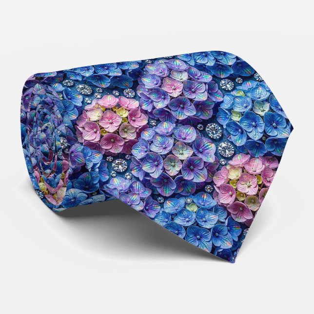 Hydrangeas & Diamonds | Hochzeits- und Eventhalske Krawatte (Gerollt)