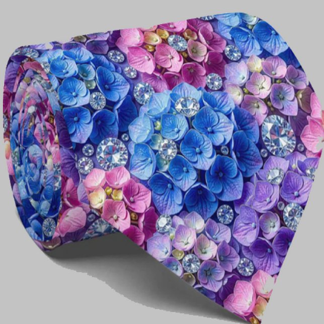 Hydrangeas & Diamonds | Hochzeits- und Eventhalske Krawatte (Von Creator hochgeladen)
