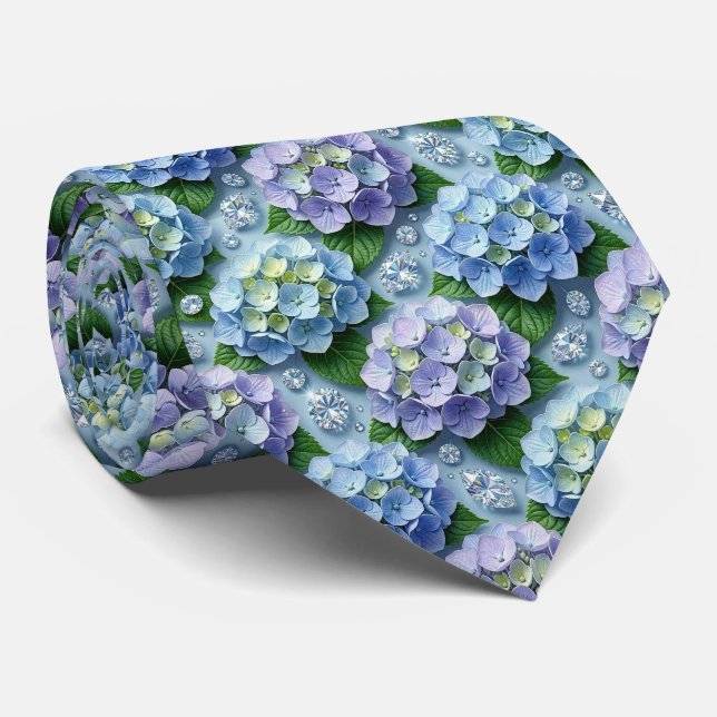 Hydrangeas & Diamonds | Hochzeits- und Eventhalske Krawatte (Gerollt)