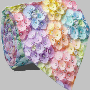 Hydrangeas & Diamonds   Pastel Regenbogen Krawatte