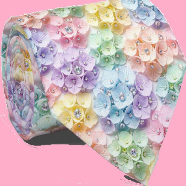 Hydrangeas & Diamonds | Pastel Regenbogen Krawatte (Von Creator hochgeladen)