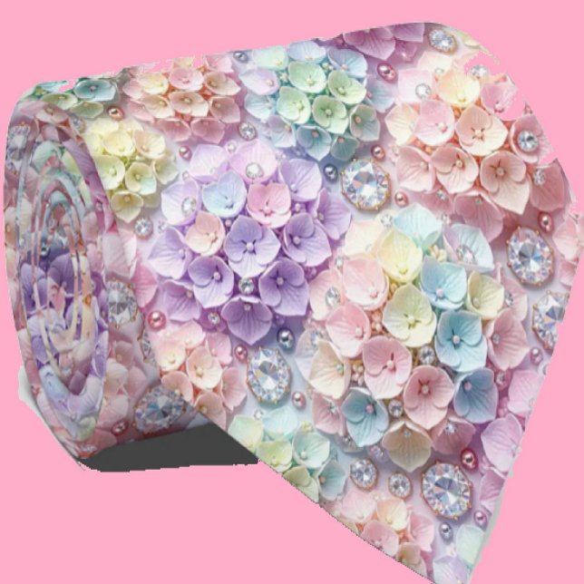 Hydrangeas & Diamonds | Pastel Regenbogen Krawatte (Von Creator hochgeladen)