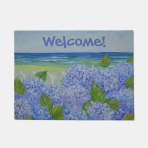 Hydrangeas durch das Meer Fußmatte