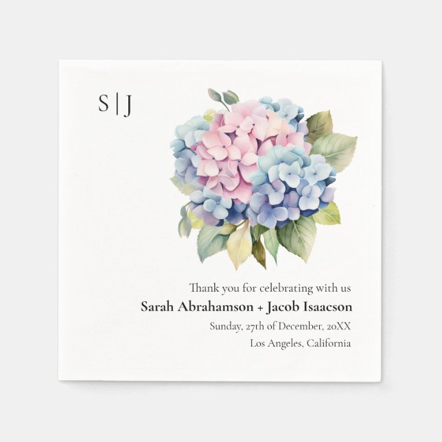 Hydrangeas Elegant Wedding Napkins Serviette (Vorderseite)