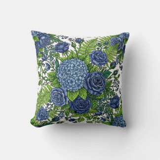 Hydrangeas Floral Indigo Wurfkissen Kissen