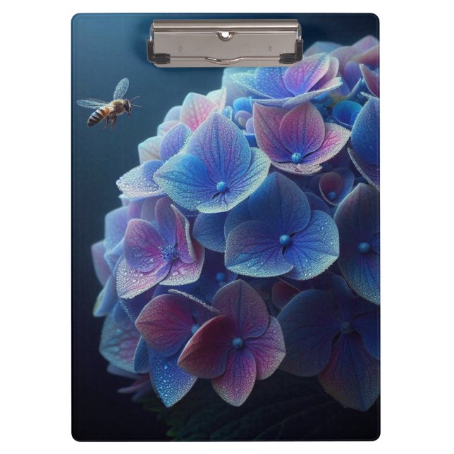 Hydrangeas Floral Lila und blau Klemmbrett (Vorderseite)