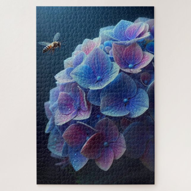 Hydrangeas Floral Lila und blau Puzzle (Vertikal)