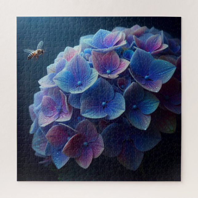 Hydrangeas Floral Lila und blau Puzzle (Vertikal)