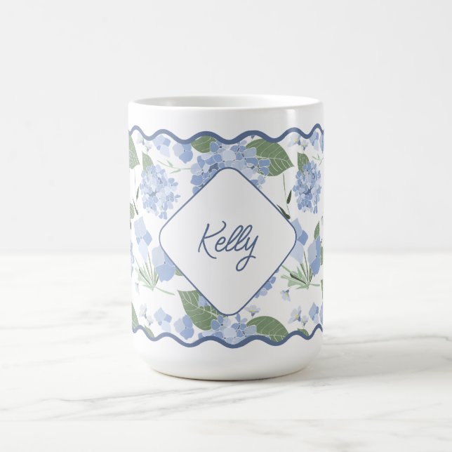 Hydrangeas Girly Classy Personalisiert Coastal Kaffeetasse (Mittel)
