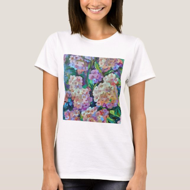 Hydrangeas Hortensia Abstrakte Kunst T-Shirt (Vorderseite)