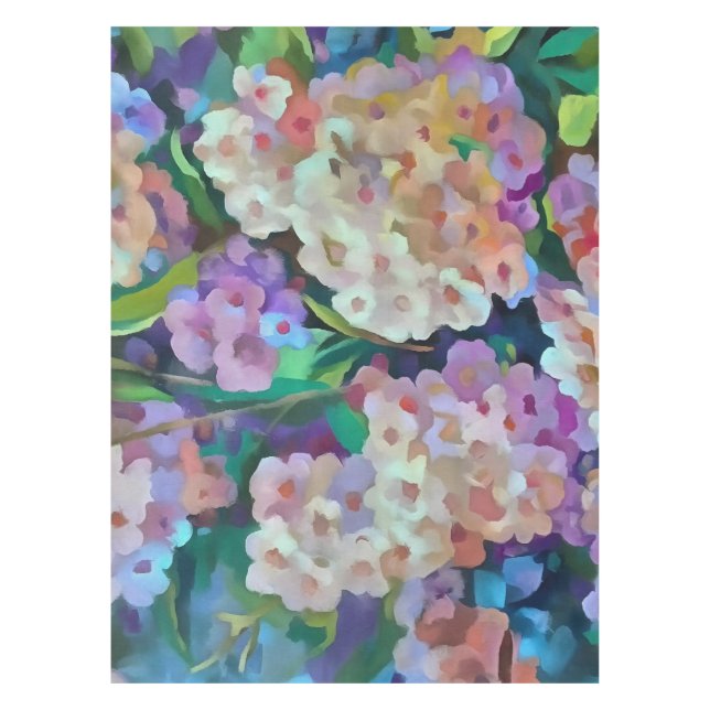 Hydrangeas Hortensia Abstrakte Kunst Tischdecke (Vorderseite)