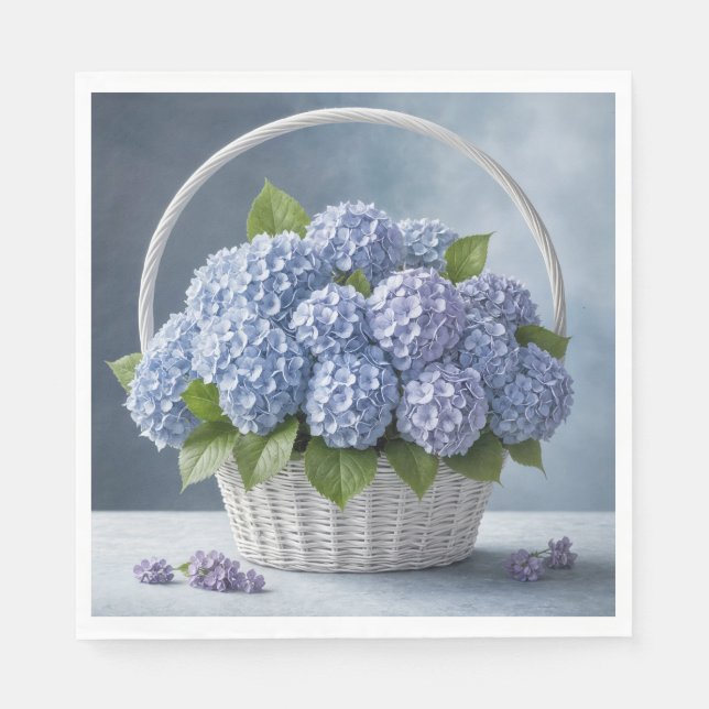 Hydrangeas im Korb Serviette (Vorderseite)