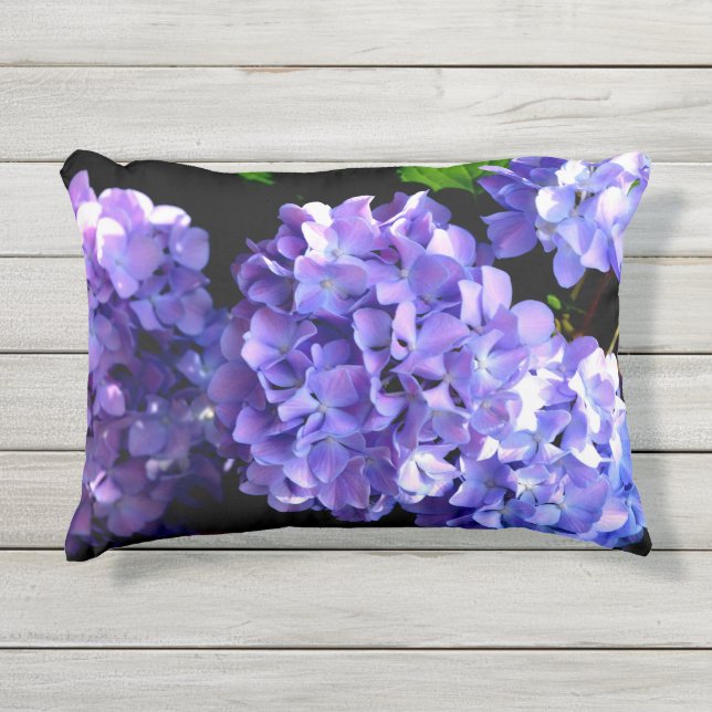 Hydrangeas, lila blauer Blume Kissen Für Draußen (Vorderseite)