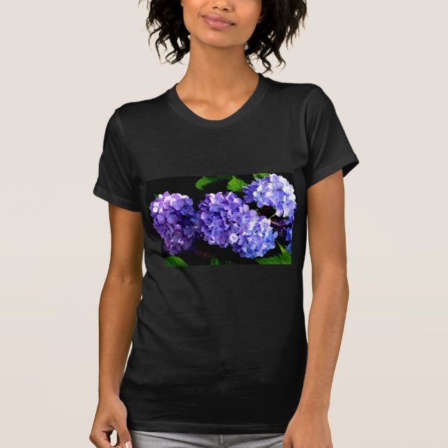 Hydrangeas, lila blauer Blume T-Shirt (Vorderseite)