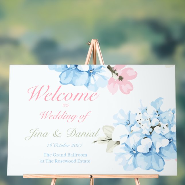 Hydrangeas Pastel Bloom Acrylschild (Neutral)