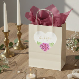 Hydrangeas Pink Hues Floral Wedding Thank You Herz-Aufkleber