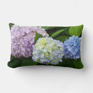 Hydrangeas, rosa Blume, blaue violette Blumen Lendenkissen