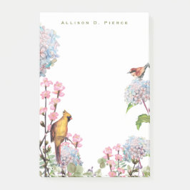 Hydrangeas & Songbirds Nature Lover Personalisiert Post-it Klebezettel