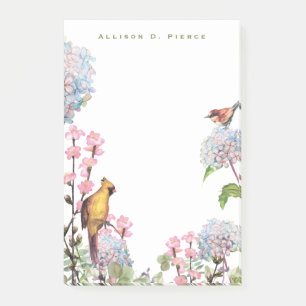 Hydrangeas & Songbirds Nature Lover Personalisiert Post-it Klebezettel