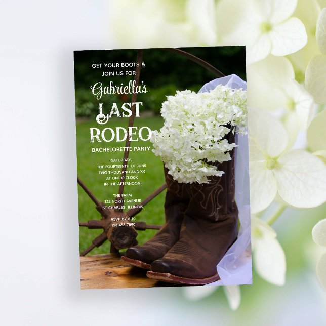Hydrangeas und Boots Letzter Rodeo-Junggeselinnen- Einladung (Von Creator hochgeladen)