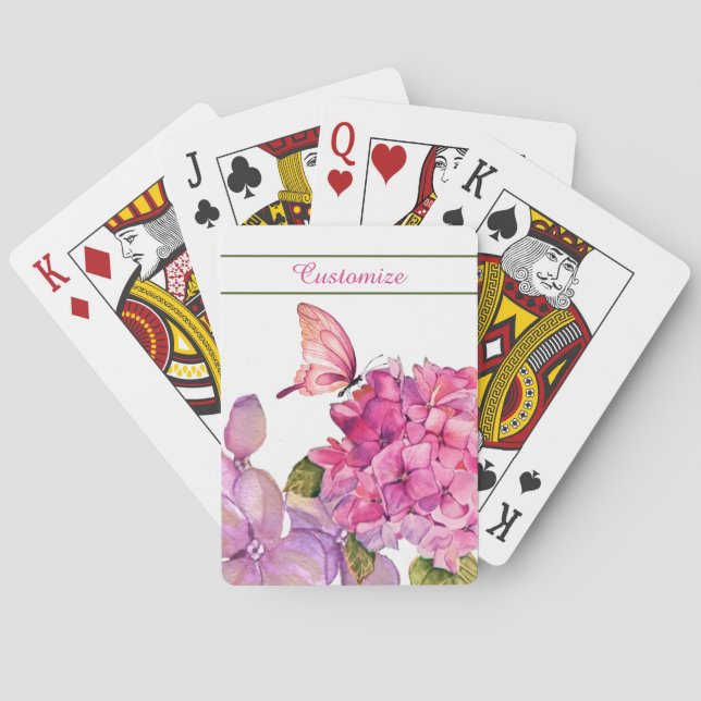 Hydrangeas und Butterfly Classic Playing Cards Spielkarten (Rückseite)