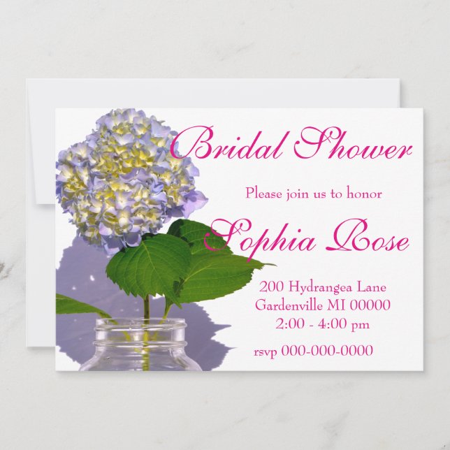 Hydrangeas und Mason-Glas Einladung (Vorderseite)