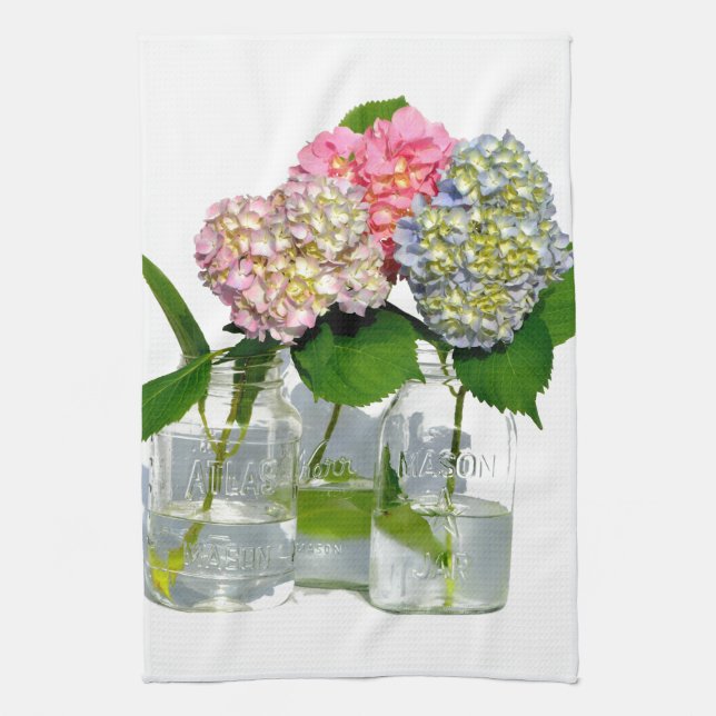 Hydrangeas und Mason jar Handtuch (Vertikal)