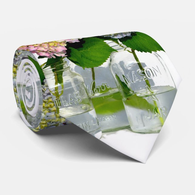 Hydrangeas und Mason jar Krawatte (Gerollt)