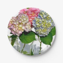 Hydrangeas und Mason jar Pappteller