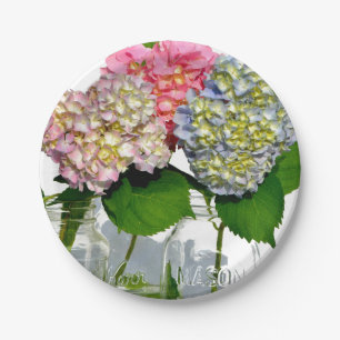 Hydrangeas und Mason jar Pappteller