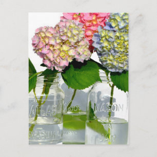 Hydrangeas und Mason jar Postkarte