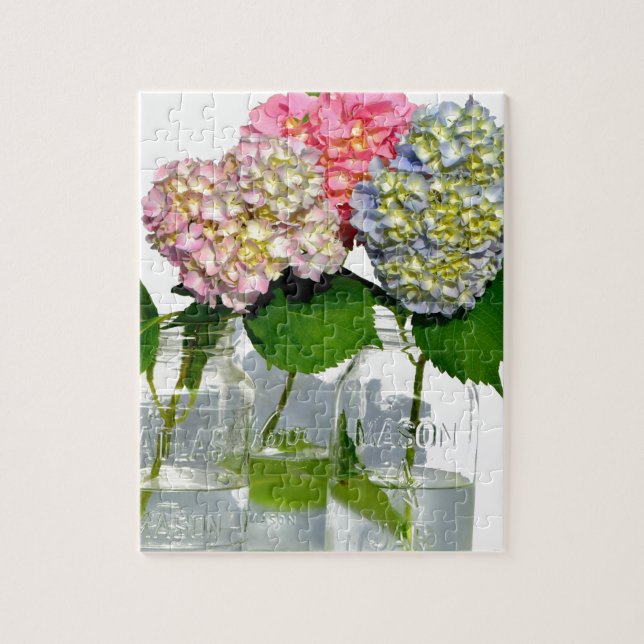 Hydrangeas und Mason jar Puzzle (Vertikal)