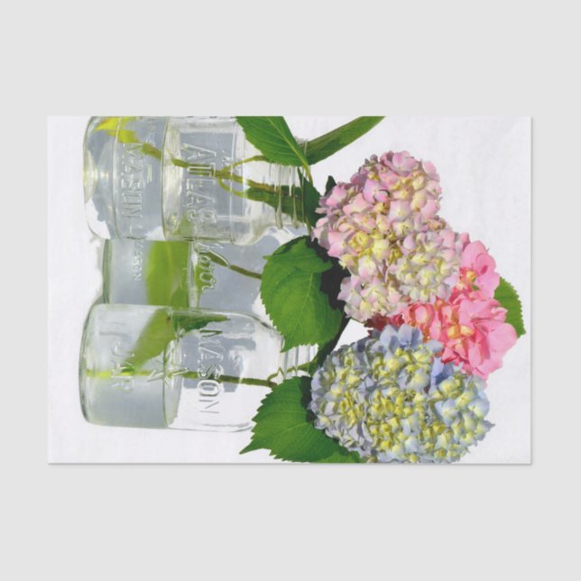 Hydrangeas und Mason jar Seidenpapier (Vorderseite)