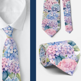 Hydrangeas Watercolor Floral Formal Neck Tie Krawatte