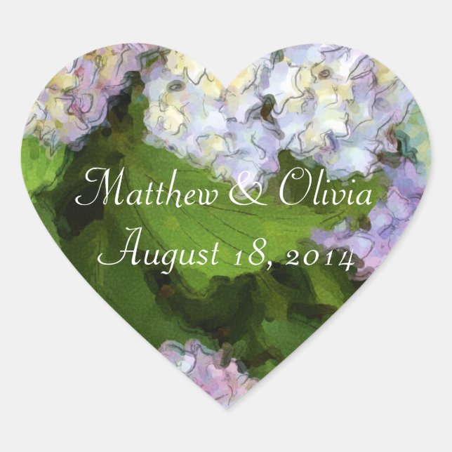 Hydrangeas Watercolor Heart Stickers (Vorderseite)