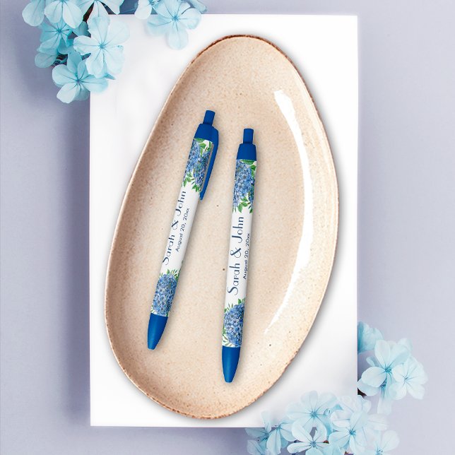 Hydrangeas Watercolor Wedding Guestbook Pen Kugelschreiber (Von Creator hochgeladen)