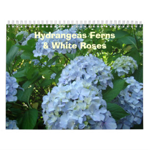 HYDRANGEAS weißer Rosen-Farn-Kalender-Lehrer Kalender