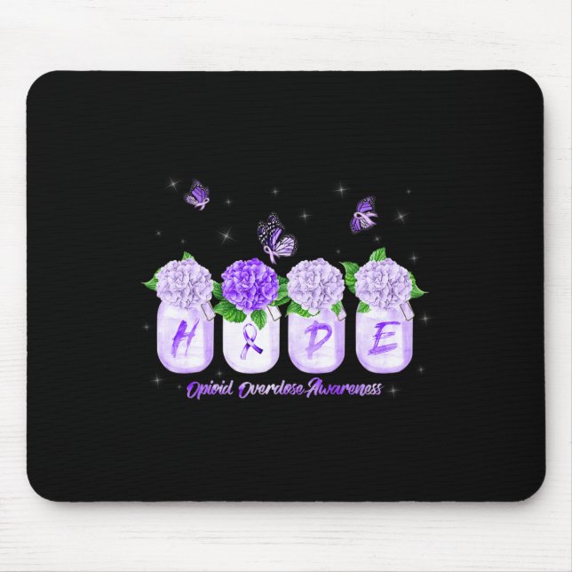 Hydrangee Blume Schmetterling Opioide Überdosierun Mousepad (Vorne)