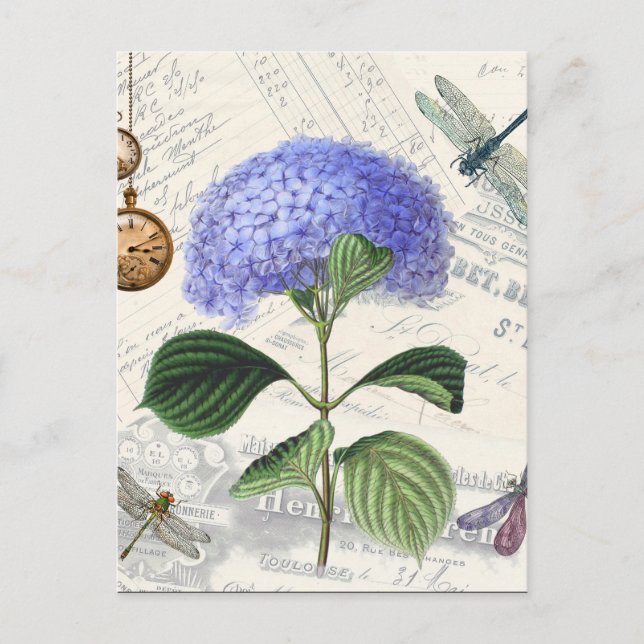 Hydrangeen-Collage Postkarte (Vorderseite)