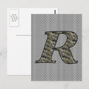 Hydrangeenblüten mit Monogramm Anfangsbuchstabe R Postkarte
