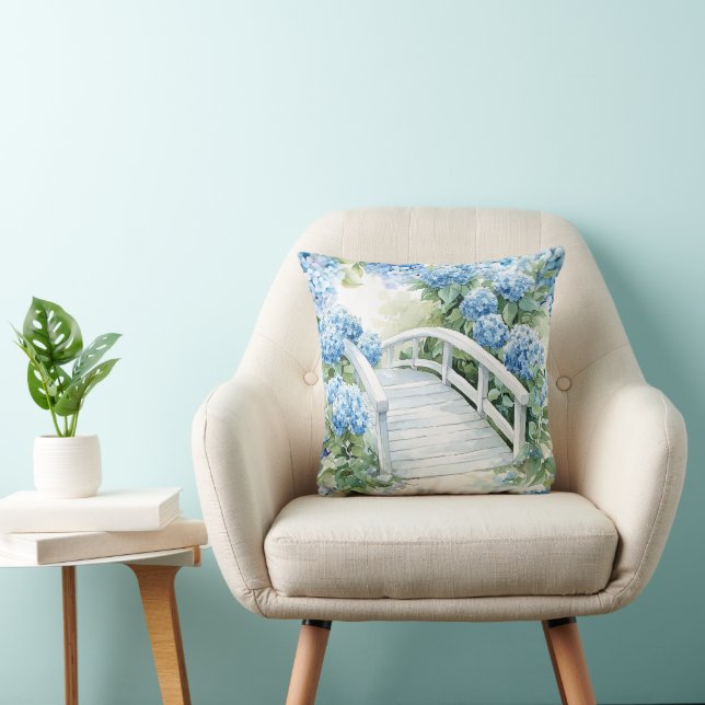 Hydrangeenblüten Wasserfarben Kissen (Stuhl )